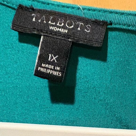 Talbots Teal back key hole button closure Women's Top 1X - Picture 3 of 9